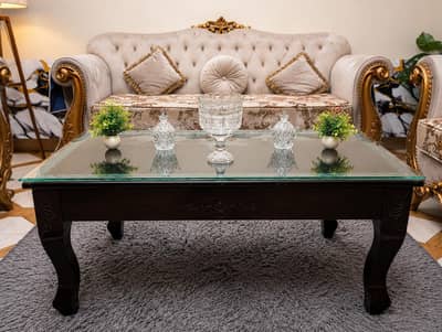 Elegant Glass Top Center Table – Excellent Condition