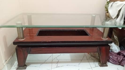 Coffe table for living room steel support heavy glass