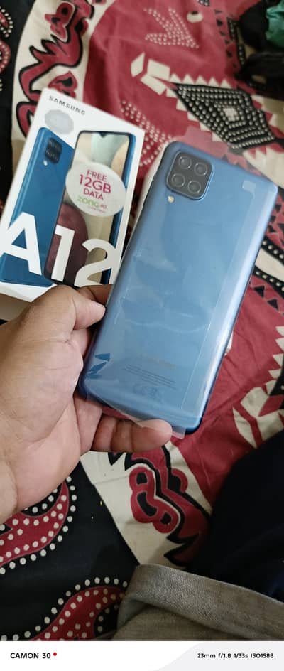 Samsung Mobile A12 4/128 complete sman 10/10 condition