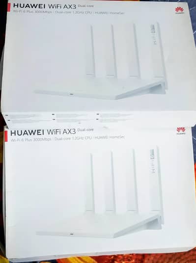 2x Huawei AX3 WiFi 6+ Dual Band Router (Dual-Core) Box & Accessories