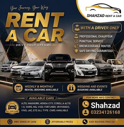 With Driver Rent a Car - Fortuner, Altis 1.6, Yaris Available