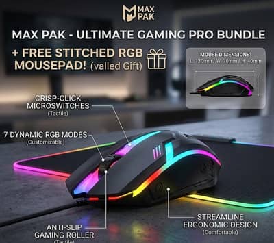 Pro RGB Gaming Mouse + Free Stitched Mousepad (Brand New)