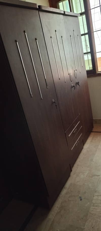3 Door Wooden Wardrobe For Sale