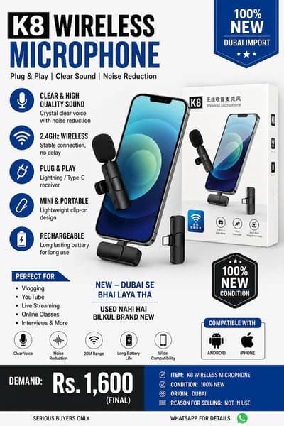 K8 wireless microphone brand new