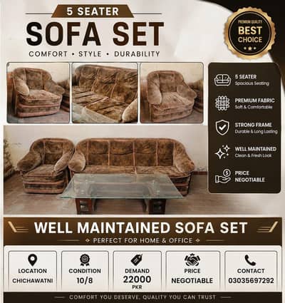 5 seater sofa set good condition