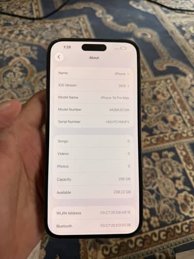 Apple iPhone 14 Pro Max non pta 256 dual sim 92 health