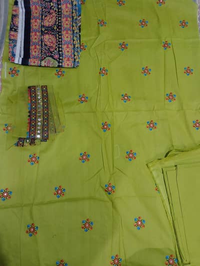 3 piece embroidered unstitched lawn suit bonanza satrangi brand
