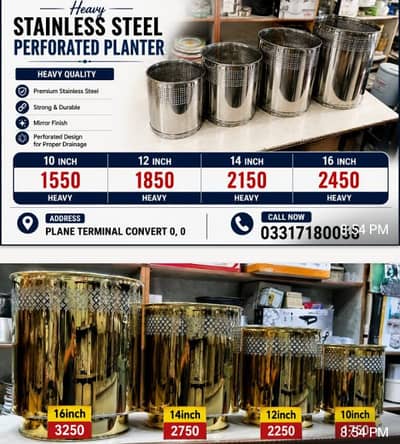 steel and golden planters & kiyari. its heavy gauge#very nice item.
