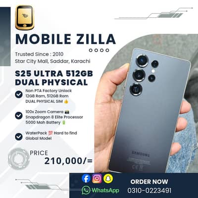 Samsung S25 Ultra, 12/512GB, Dual Physical Sim, Global  MOBILE ZILLA