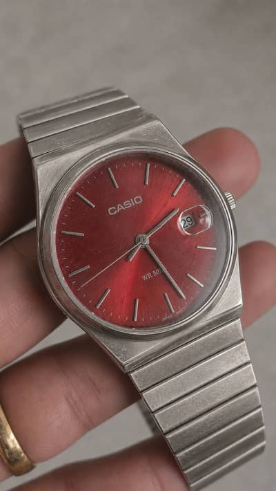 Casio Original Red Dial Watch | Stainless Steel | Rs. 8,000