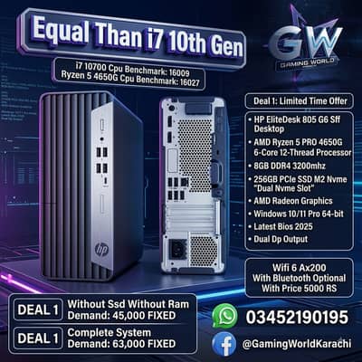Ryzen Deals HP EliteDesk 805 G6 Sff AMD 4650G Better Than i7 10th Gen