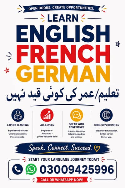 Learn Languages: ENGLISH-FRENCH-GERMAN
