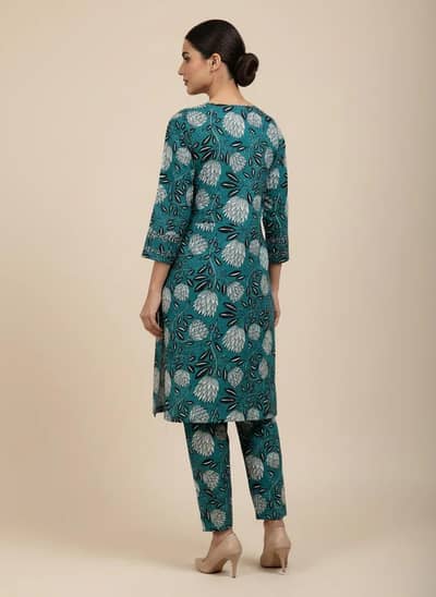 Ladies 2 Pcs Printed Cotton Suit
