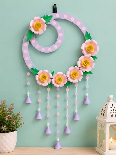 Handmade Purple & Pink Floral Wall Hanging | DIY Home Decor