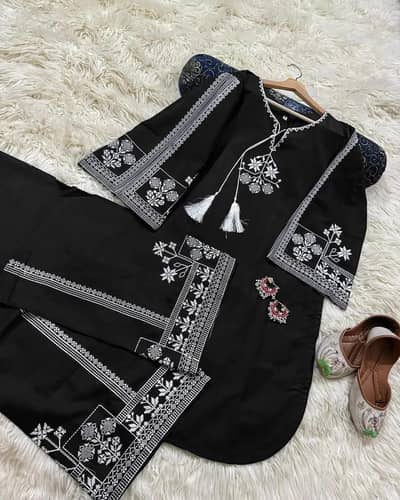 Classic Black Embroidered 2-Piece Suit 