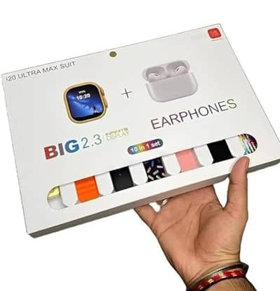 smart watch ultra with earbuds golden 2.3"display