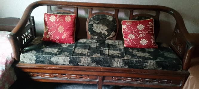 wooden table and soft set