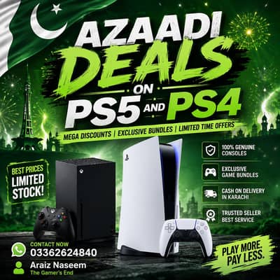 PS5 & PS4 MEGA AZAADI DEALS KARACHI | PLAYSTATION GAMING CONSOLES