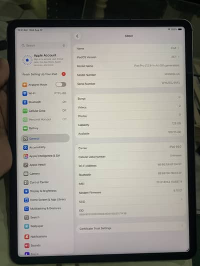 Apple iPad Pro 12.9inch 5th gen  128gb