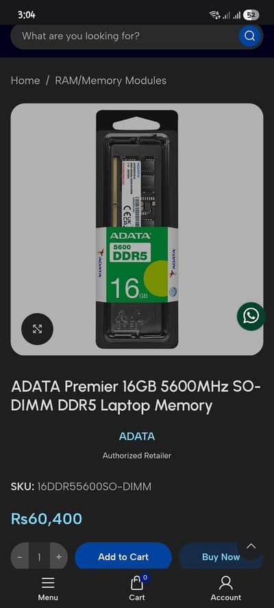 ADATA 16x2 brand new 5600mhz speed gaming ram