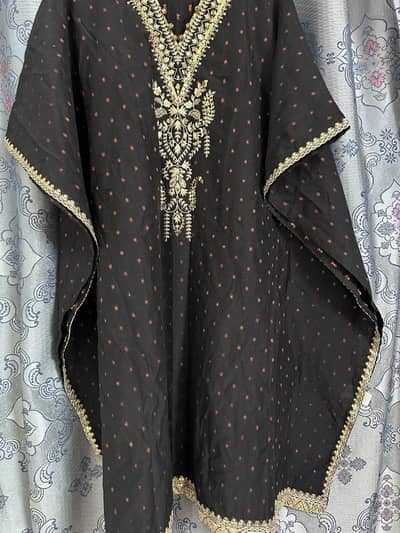Ethnics Brand Black Kaftan 46" Length HEAVY EMBROIDERED