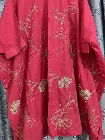 Ethnics Embroidered Hot Pink Stylish Shirt Excellent Condition Large
