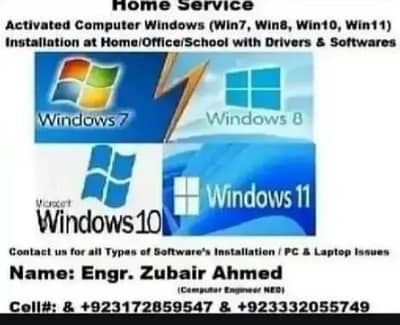 Activated computer windows installation with drivers Home Service