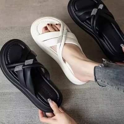 Women's White Rhinestone Sandals Summer 2026 5500/-PKR