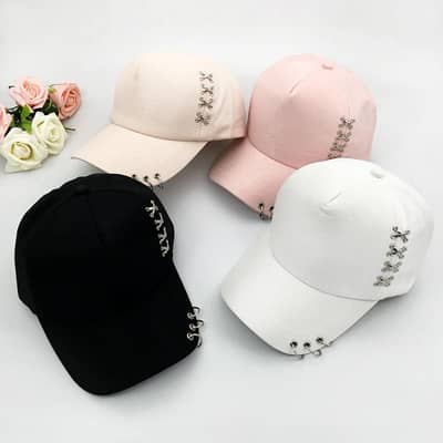 Iron Ring Cap Set Black White Pink for Women Rs. 1700