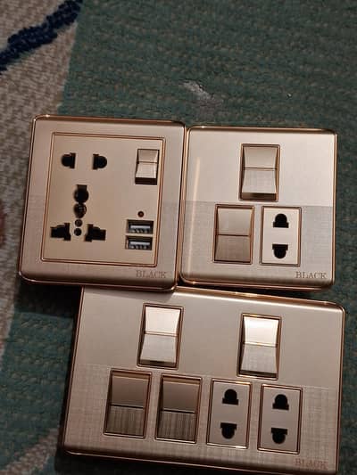 Golden Color Electric Switches & Sockets Set