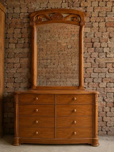 pure wooden bed with side tables with complete dressing  with akhroat
