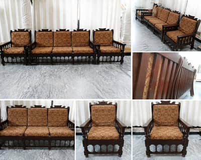 Beautiful Wooden 5 Seater Sofa Set | Strong & Stylish | Used Condition