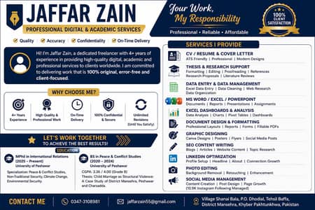 CV, Thesis, Data Entry & Design Services | Professional Freelancer