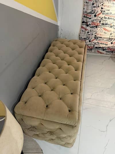Bed sethi with wooden and velvet combo plus storage