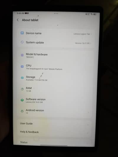 Lenovo legion tab system update version 16.0. 100