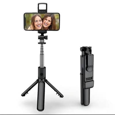 4-in-1 Tripod Selfie Stick Black ABS Plastic