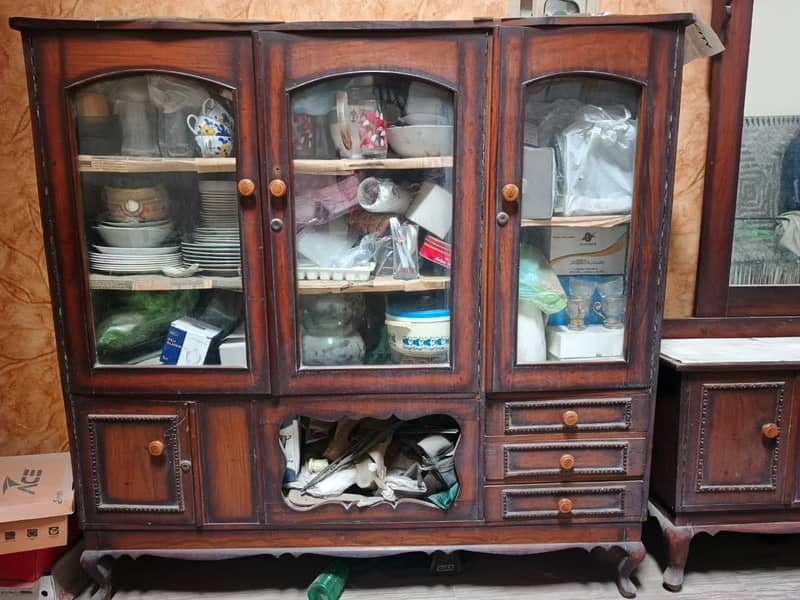 Solid Wood Showcase + Dressing Table – Good Condition 2