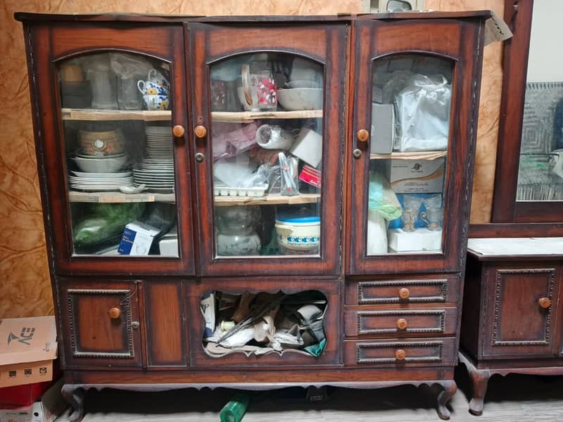 Solid Wood Showcase + Dressing Table – Good Condition 3