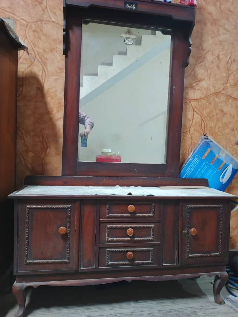 Solid Wood Showcase + Dressing Table – Good Condition 4