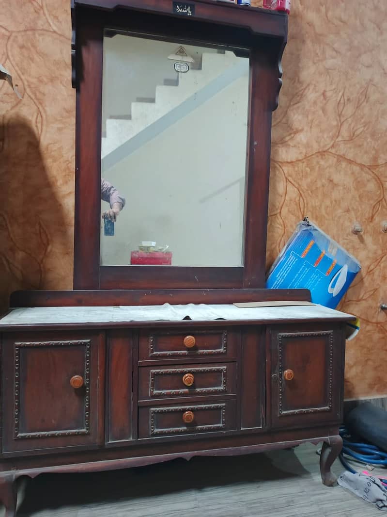 Solid Wood Showcase + Dressing Table – Good Condition 5