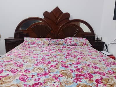 Old Wooden Bed with spring mattres