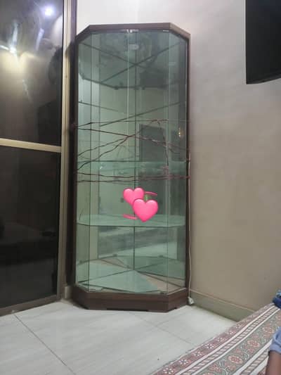 Used Hexagonal Corner Glass Showcase / Curio Cabinet for Sale