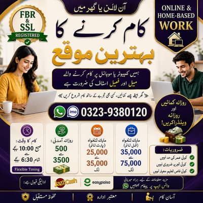 Typing job/ Data Entry Job/ Assignment Writing / Online Job /Part Time