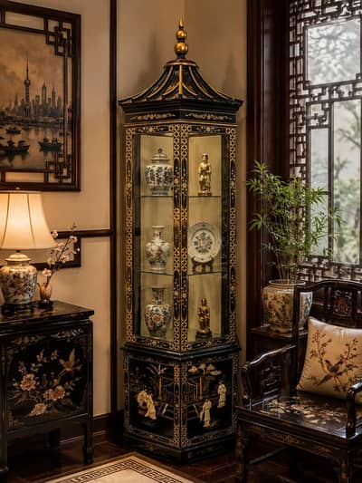 Chinese Mother Of Pearl Showcase Display