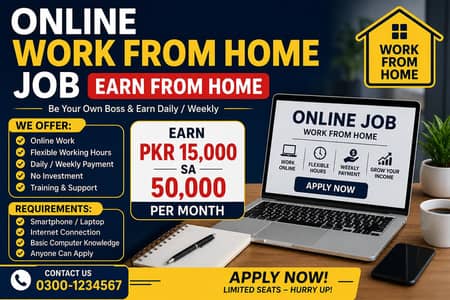 Online Work From Home Job – Earn PKR 15,000 to 50,000 Monthly