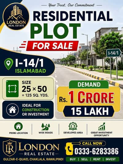 SALE  Location: I-14/1, Islamabad  Size: 25 50 = 125 Sq. Yds.