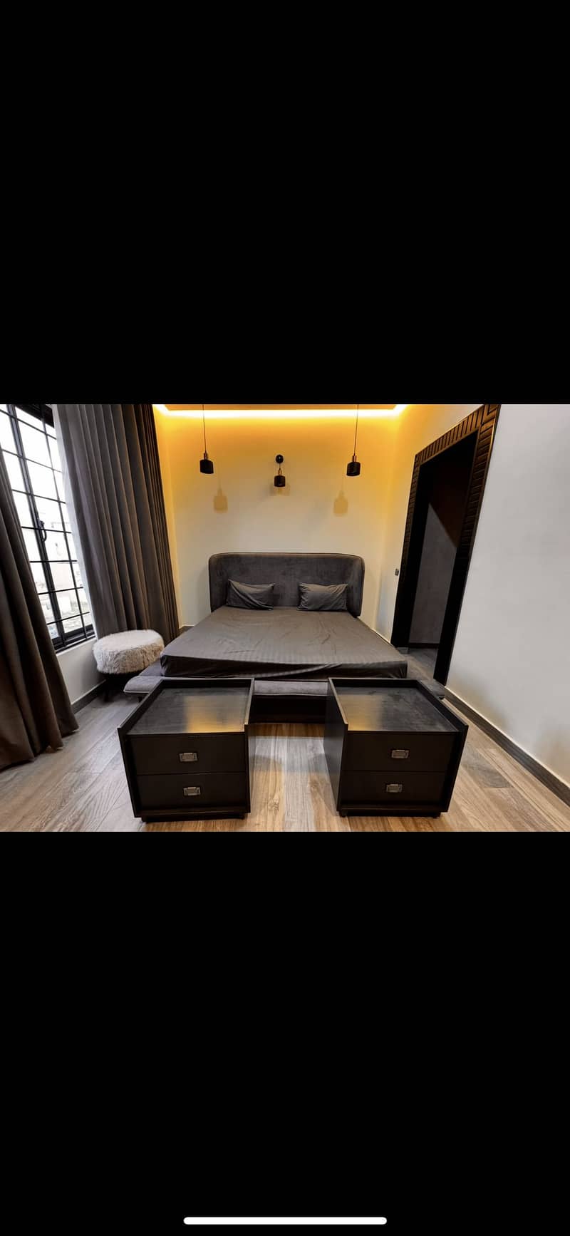 Solid bed with side tables up for grab 2