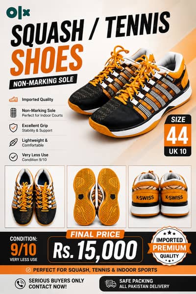 K-SWISS Squash / Tennis Shoes | Non-Marking | Size 44 / UK 10