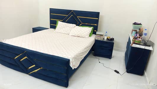 velvet poshish with  brass designing full bed set without mattress