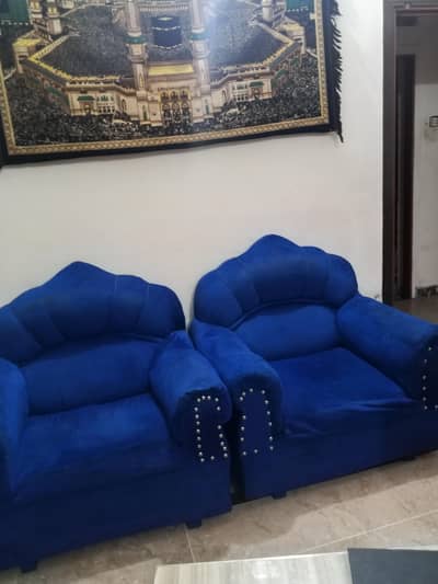 five seater sofa blue velvet